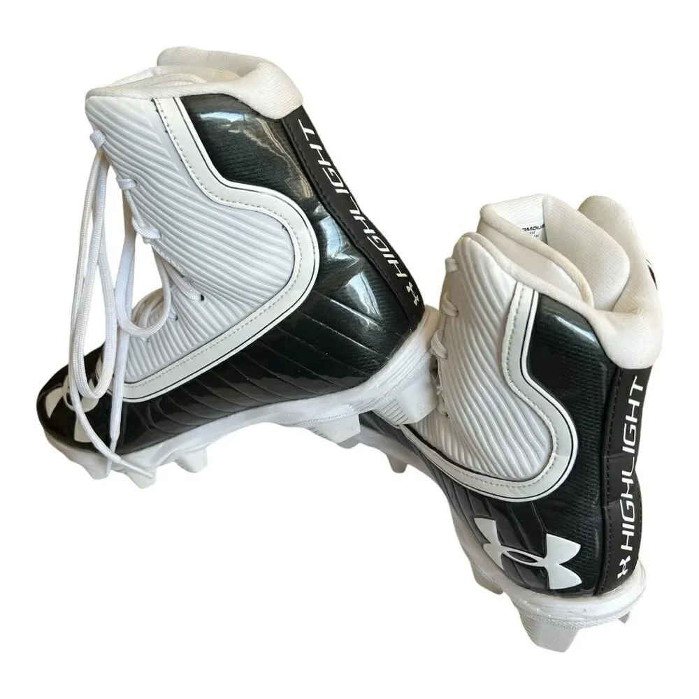 Under Amour Highlight Football Cleats. White/Black. Size: 7.5 Mens